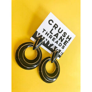 Gold and Black Enamel Earrings